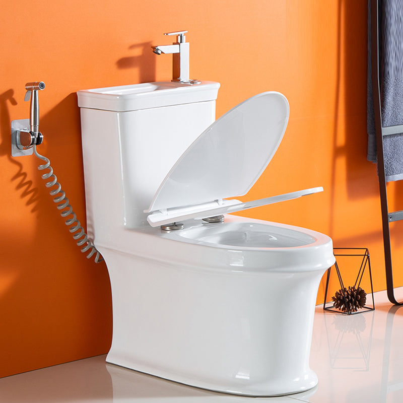 Modern Ceramic Flush Toilet Floor Mount Urine Toilet with Wash Basin for Washroom Cold Hot Water Dispensor ( Right) Toilet with Sprayer 16" Clearhalo 'Bathroom Remodel & Bathroom Fixtures' 'Home Improvement' 'home_improvement' 'home_improvement_toilets' 'Toilets & Bidets' 'Toilets' 7069674