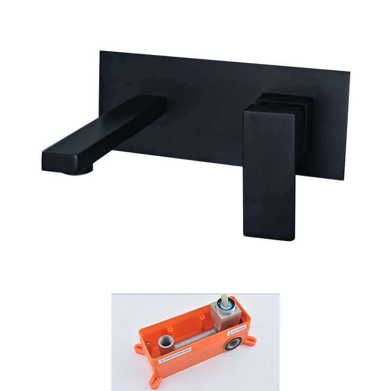 Stainless Steel Wall Mounted Bathroom Faucet Light Luxury Bathroom Faucet Modern Faucet Black Clearhalo 'Bathroom Remodel & Bathroom Fixtures' 'Bathroom Sink Faucets' 'Bathroom Sinks & Faucet Components' 'bathroom_sink_faucets' 'Home Improvement' 'home_improvement' 'home_improvement_bathroom_sink_faucets' 7078588