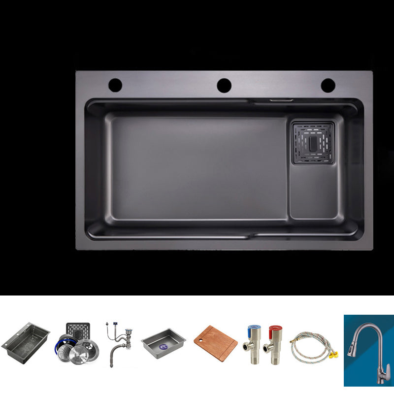 Drop-In Kitchen Sink Stainless Steel Kitchen Sink with Faucet Included Sink with Faucet Pull Out Faucet & Deck Control Drain Clearhalo 'Home Improvement' 'home_improvement' 'home_improvement_kitchen_sinks' 'Kitchen Remodel & Kitchen Fixtures' 'Kitchen Sinks & Faucet Components' 'Kitchen Sinks' 'kitchen_sinks' 7079246