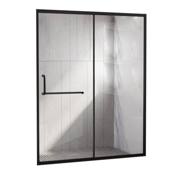 Single Sliding Framed 74.8" H Shower Bath Door Modern Tempered Shower Door Black Right Clearhalo 'Bathroom Remodel & Bathroom Fixtures' 'Home Improvement' 'home_improvement' 'home_improvement_shower_tub_doors' 'Shower and Tub Doors' 'shower_tub_doors' 'Showers & Bathtubs' 7081108