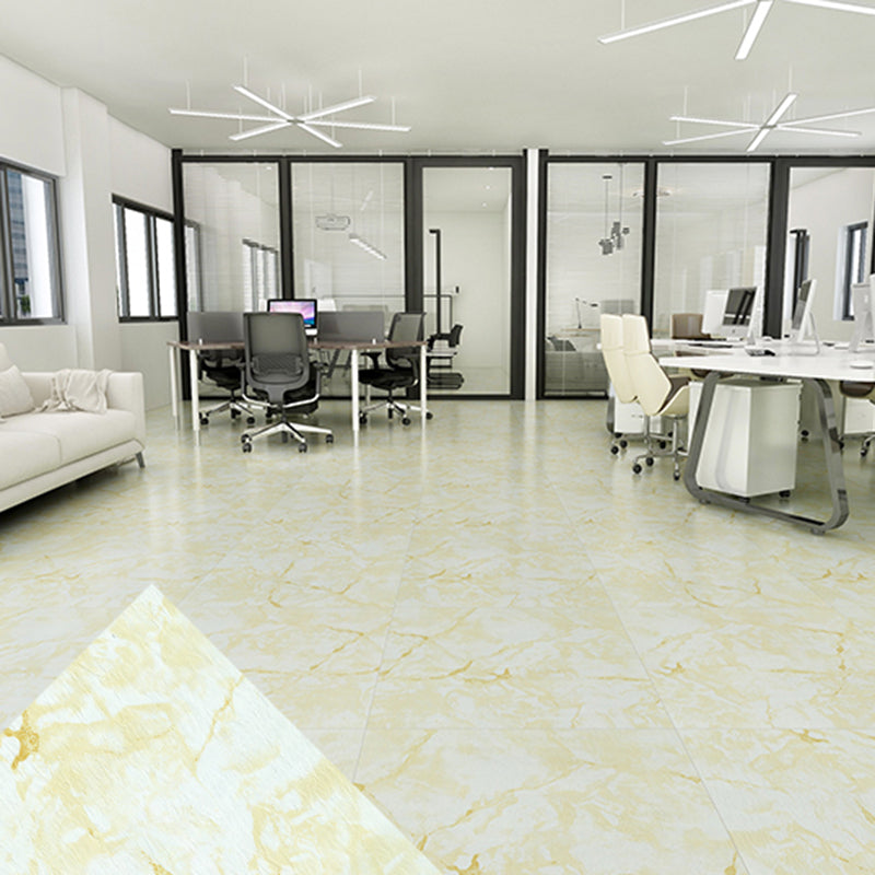 Peel and Stick PVC Flooring Low Gloss Imitation Marble Waterproof Square Vinyl Flooring Yellow White Clearhalo 'Flooring 'Home Improvement' 'home_improvement' 'home_improvement_vinyl_flooring' 'Vinyl Flooring' 'vinyl_flooring' Walls and Ceiling' 7098278