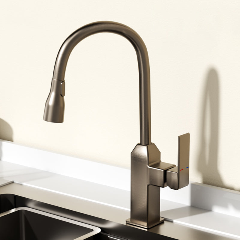 Modern Pull Down Pot Filler One Handle High Profile Filler with Sprayer Gun Grey Clearhalo 'Home Improvement' 'home_improvement' 'home_improvement_kitchen_faucets' 'Kitchen Faucets' 'Kitchen Remodel & Kitchen Fixtures' 'Kitchen Sinks & Faucet Components' 'kitchen_faucets' 7098743