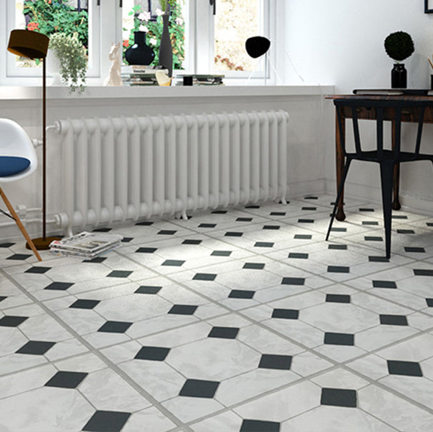 Smooth PVC Flooring Peel and Stick Waterproof Square Vinyl Flooring White-Black Clearhalo 'Flooring 'Home Improvement' 'home_improvement' 'home_improvement_vinyl_flooring' 'Vinyl Flooring' 'vinyl_flooring' Walls and Ceiling' 7099481