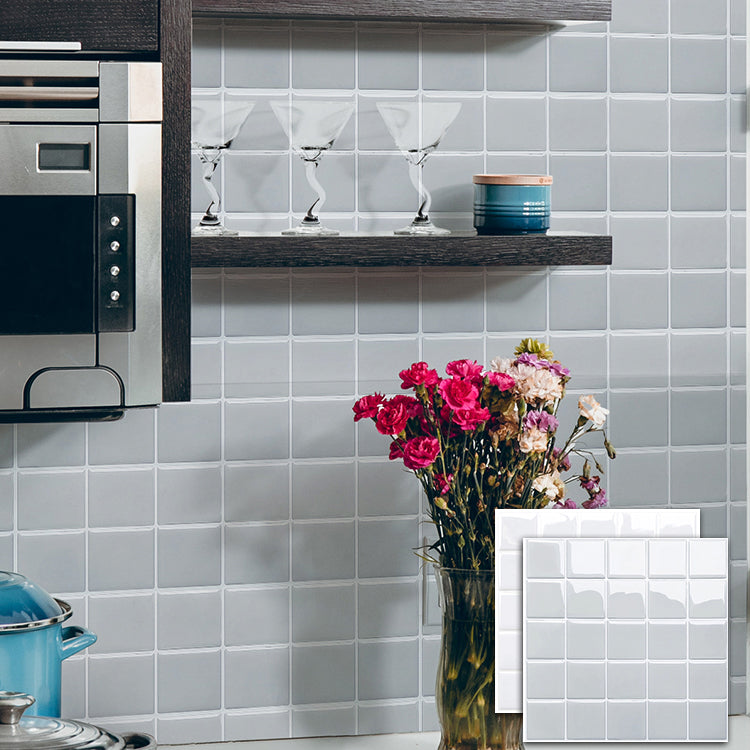 Mosaic Tile Wallpaper Plastic Grid Peel and Stick Backsplash Wall Tile Grey 50-Piece Set Clearhalo 'Flooring 'Home Improvement' 'home_improvement' 'home_improvement_peel_stick_blacksplash' 'Peel & Stick Backsplash Tile' 'peel_stick_blacksplash' 'Walls & Ceilings' Walls and Ceiling' 7099987