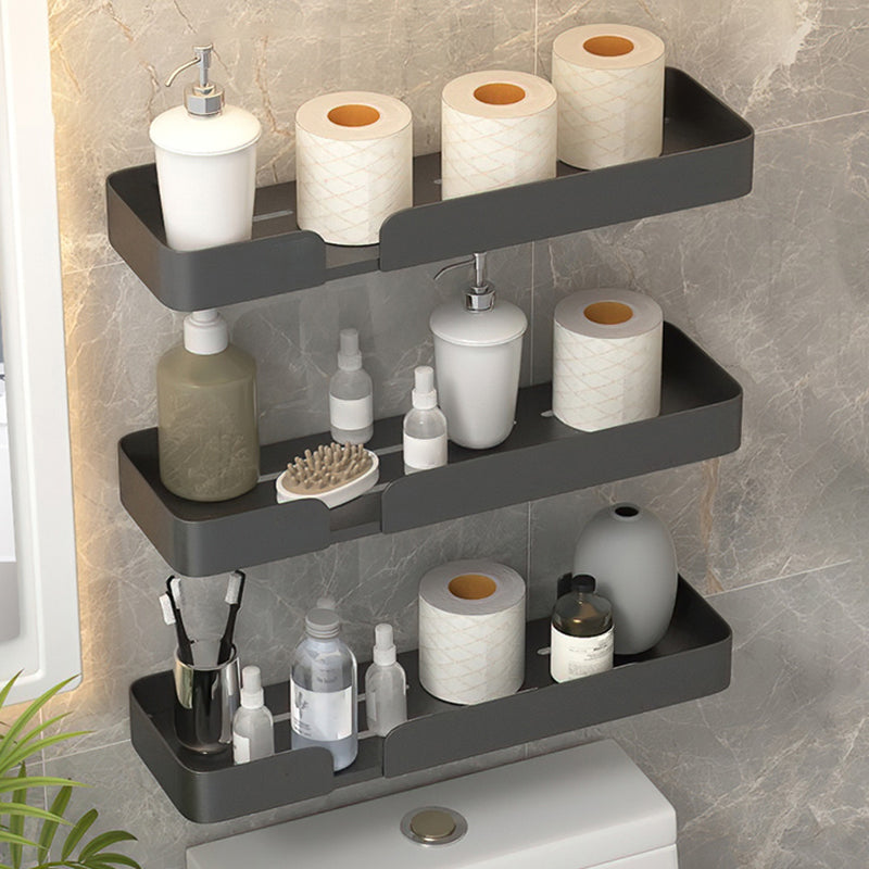 Modern Rectangular Bath Shelf 2/3-Piece Bathroom Accessory Set 18" Black 3 Piece Set Clearhalo 'Bathroom Hardware Sets' 'Bathroom Hardware' 'Bathroom Remodel & Bathroom Fixtures' 'bathroom_hardware_sets' 'Home Improvement' 'home_improvement' 'home_improvement_bathroom_hardware_sets' 7115970