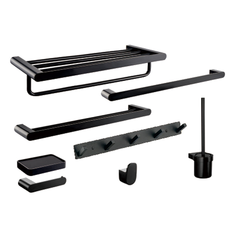 Modern Bathroom Accessories Hardware Set Black Bathroom Hardware Set 7-Piece Set Clearhalo 'Bathroom Hardware Sets' 'Bathroom Hardware' 'Bathroom Remodel & Bathroom Fixtures' 'bathroom_hardware_sets' 'Home Improvement' 'home_improvement' 'home_improvement_bathroom_hardware_sets' 7116457
