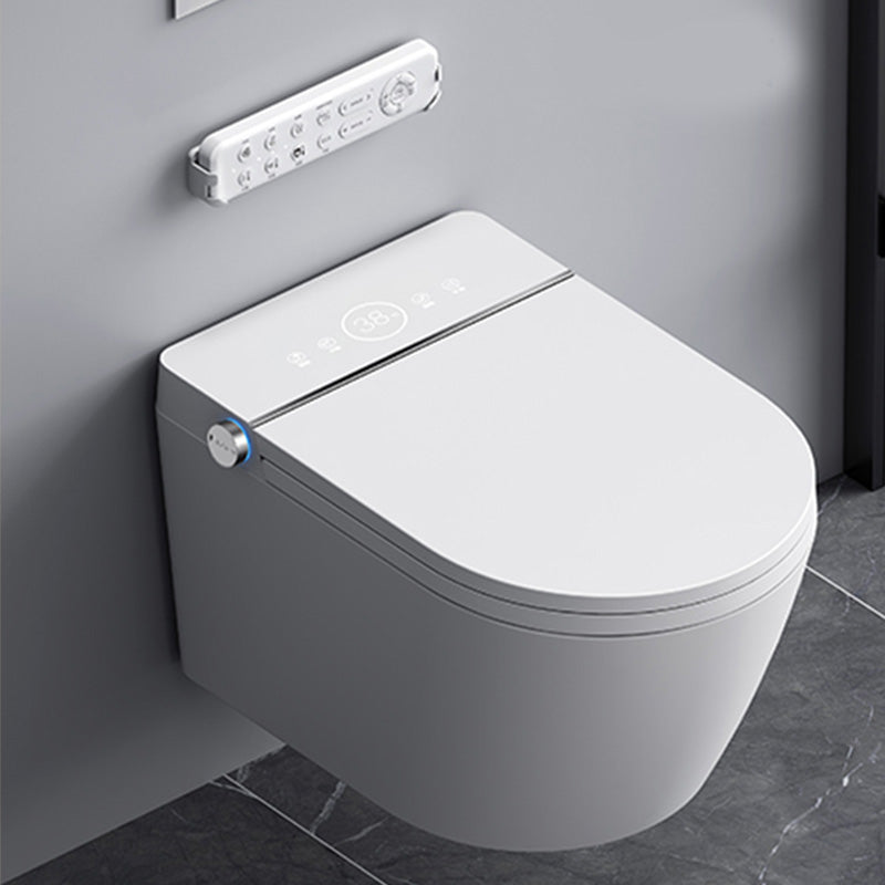 Contemporary Wall Hung Toilet Set in White Finish with Heated Seat White Clearhalo 'Bathroom Remodel & Bathroom Fixtures' 'Bidets' 'Home Improvement' 'home_improvement' 'home_improvement_bidets' 'Toilets & Bidets' 7123428