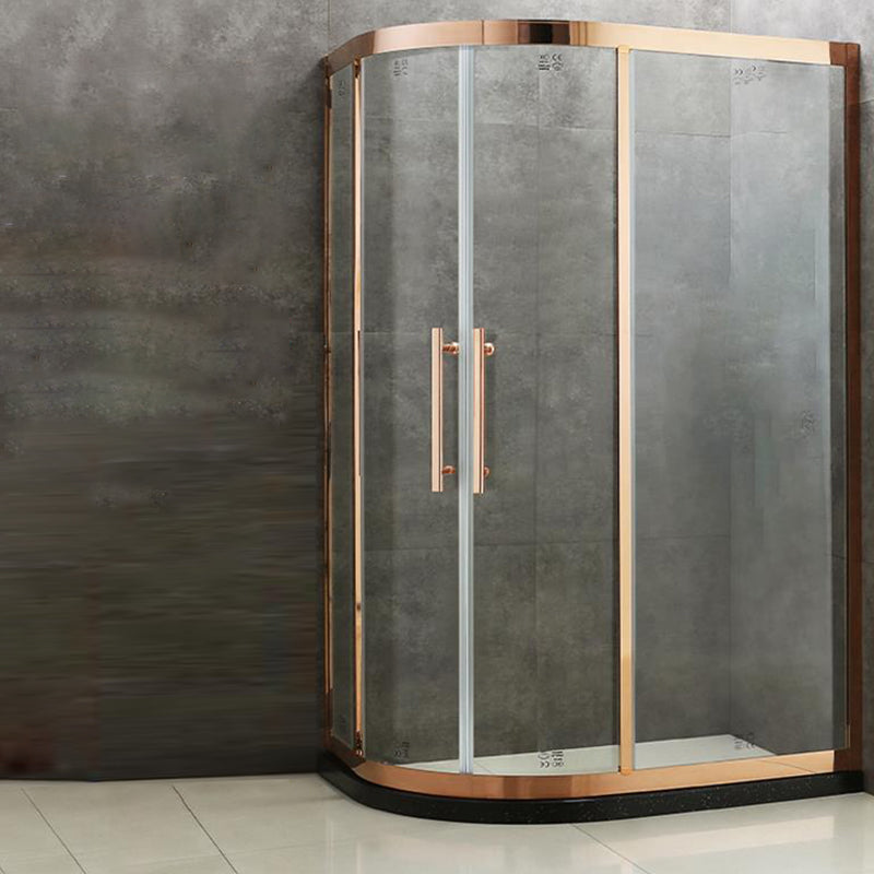 Round Stainless Steel Shower Enclosure Easy Clean Glass Shower Stall Gold Clearhalo 'Bathroom Remodel & Bathroom Fixtures' 'Home Improvement' 'home_improvement' 'home_improvement_shower_stalls_enclosures' 'Shower Stalls & Enclosures' 'shower_stalls_enclosures' 'Showers & Bathtubs' 7128542