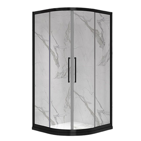Framed Double Sliding Shower Enclosure Tempered Glass Shower Enclosure Black Clearhalo 'Bathroom Remodel & Bathroom Fixtures' 'Home Improvement' 'home_improvement' 'home_improvement_shower_stalls_enclosures' 'Shower Stalls & Enclosures' 'shower_stalls_enclosures' 'Showers & Bathtubs' 7128937