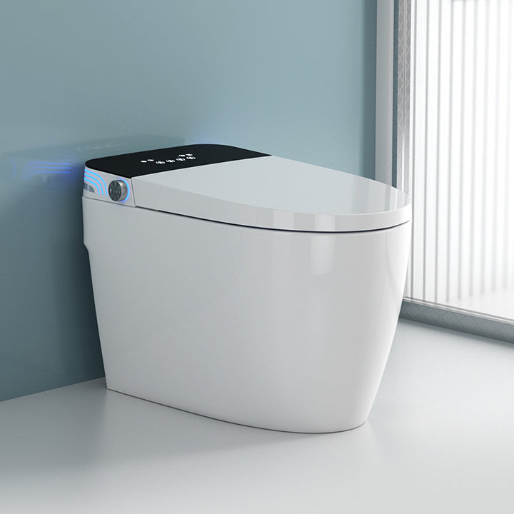 Modern ABS Toilet Bowl One Piece Toilet Floor Mounted Flush Toilet Automatic Lid( Top Configuration) 12" Clearhalo 'Bathroom Remodel & Bathroom Fixtures' 'Home Improvement' 'home_improvement' 'home_improvement_toilets' 'Toilets & Bidets' 'Toilets' 7139655