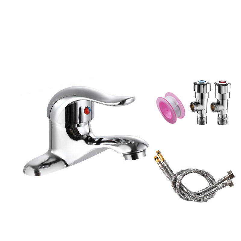 Vessel Sink Bathroom Faucet 2 Hole Faucets Chrome Lever Handle Moderno Shut-off Valve Included Clearhalo 'bathroom_sink_faucets' 'Conjunta de Baño y Conjunta de Grifo' 'Coronamiento de Baño y Dispositivo de Baño' 'Grifo del lavabo del baño' 'Hogar' 'home_improvement' 'home_improvement_bathroom_sink_faucets' 'Mejoras para el hogar' 7147171