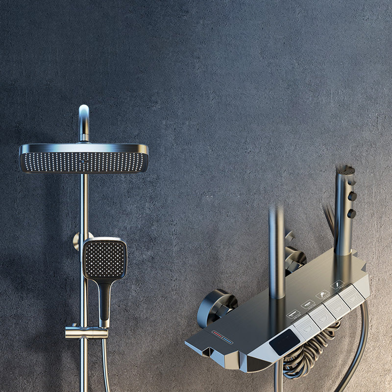 Modern Shower Set Solid Color Valve Included Shower Head Combo Grey Clearhalo 'Bathroom Remodel & Bathroom Fixtures' 'Home Improvement' 'home_improvement' 'home_improvement_shower_faucets' 'Shower Faucets & Systems' 'shower_faucets' 'Showers & Bathtubs Plumbing' 'Showers & Bathtubs' 7157307