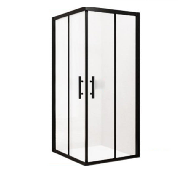 Double Sliding Shower Enclosure Framed Clear Tempered Glass Shower Enclosure Black Clearhalo 'Bathroom Remodel & Bathroom Fixtures' 'Home Improvement' 'home_improvement' 'home_improvement_shower_stalls_enclosures' 'Shower Stalls & Enclosures' 'shower_stalls_enclosures' 'Showers & Bathtubs' 7161422