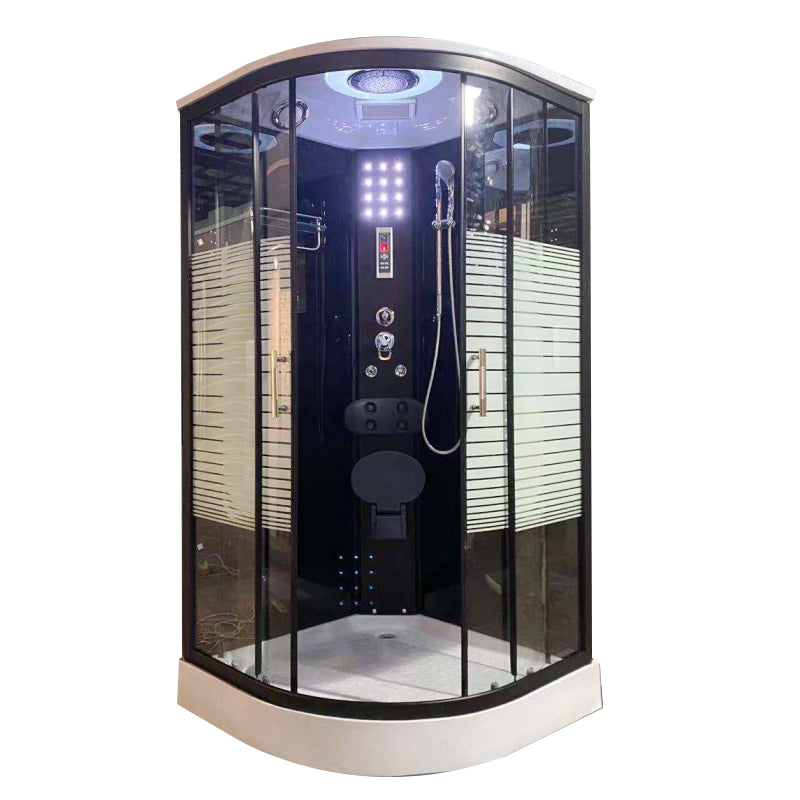 Rounded Shower Stall Double Sliding Shower Stall with Towel Bar Steam Not Included (with Electricity) Yes Clearhalo 'Bathroom Remodel & Bathroom Fixtures' 'Home Improvement' 'home_improvement' 'home_improvement_shower_stalls_enclosures' 'Shower Stalls & Enclosures' 'shower_stalls_enclosures' 'Showers & Bathtubs' 7161518