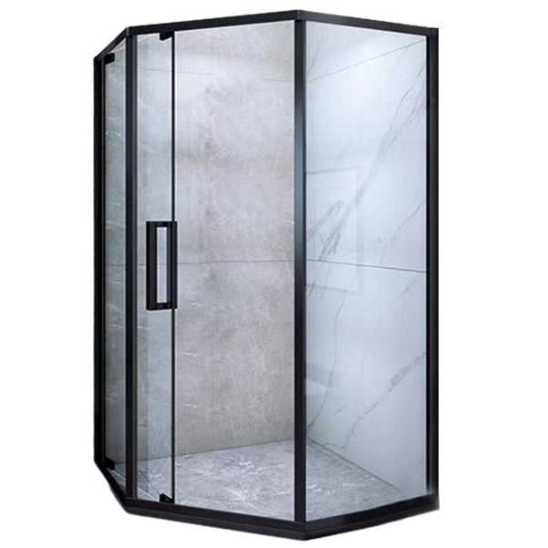 Black Full Frame Shower Screen Diamond Shape Tempered Glass Shower Door Left Clearhalo 'Bathroom Remodel & Bathroom Fixtures' 'Home Improvement' 'home_improvement' 'home_improvement_shower_tub_doors' 'Shower and Tub Doors' 'shower_tub_doors' 'Showers & Bathtubs' 7187949
