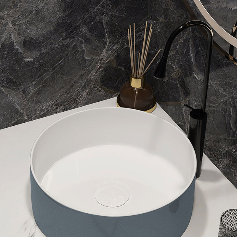 Modern Style Vessel Bathroom Sink Round Ceramic Vessel Bathroom Sink Clearhalo 'Bathroom Remodel & Bathroom Fixtures' 'Bathroom Sinks & Faucet Components' 'Bathroom Sinks' 'bathroom_sink' 'Home Improvement' 'home_improvement' 'home_improvement_bathroom_sink' 7205631