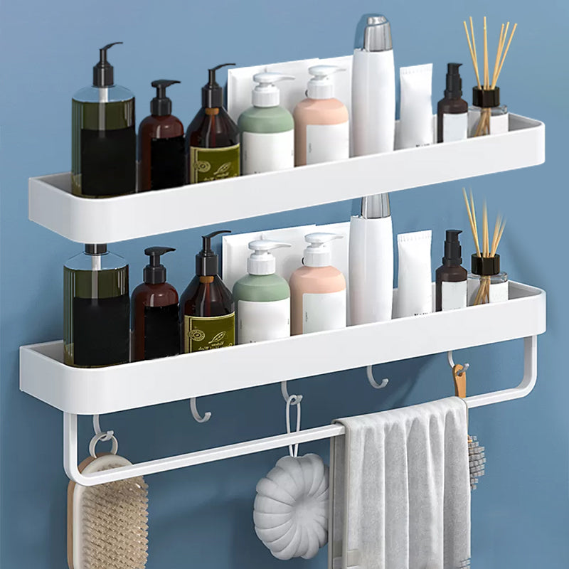 White 2-Piece Bathroom Hardware Modern Bathroom Accessory Set, Bath Shelf 2 Piece Set Bath Shelf (with Bar 24"L) Clearhalo 'Bathroom Hardware Sets' 'Bathroom Hardware' 'Bathroom Remodel & Bathroom Fixtures' 'bathroom_hardware_sets' 'Home Improvement' 'home_improvement' 'home_improvement_bathroom_hardware_sets' 7219940