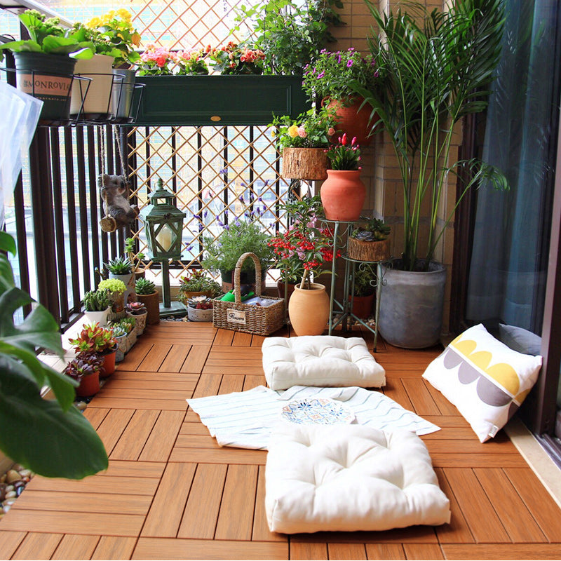 Engineered Flooring Planks Water Resistant Click-Locking for Patio Garden 12" x 12" Natural Clearhalo 'Flooring 'Hardwood Flooring' 'hardwood_flooring' 'Home Improvement' 'home_improvement' 'home_improvement_hardwood_flooring' Walls and Ceiling' 7239358