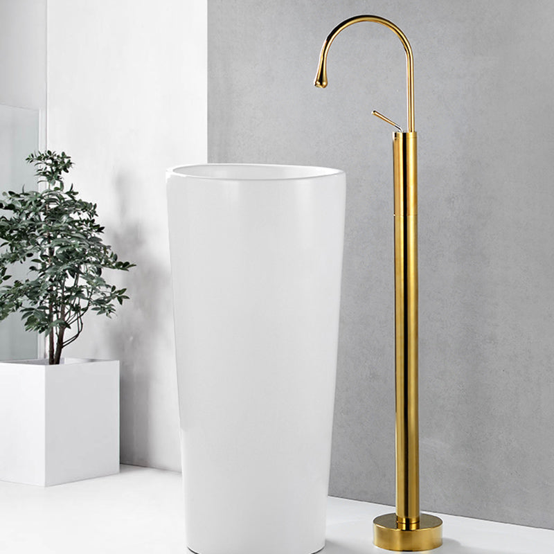 Modern Bathroom Faucet Pure Color Freestanding Bathroom Faucet Gold Droplet Faucet Clearhalo 'Bathroom Remodel & Bathroom Fixtures' 'Bathtub Faucets' 'bathtub_faucets' 'Home Improvement' 'home_improvement' 'home_improvement_bathtub_faucets' 7242466