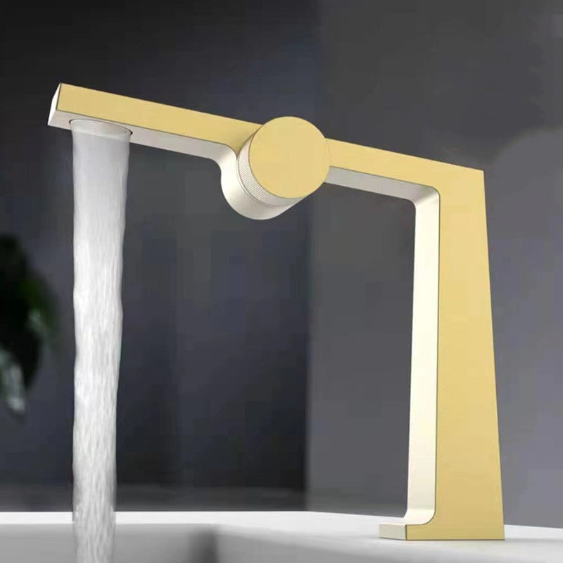 Contemporary Vessel Sink Bathroom Faucet Knob Handle Low Arc Vessel Sink Faucet Gold Clearhalo 'Bathroom Remodel & Bathroom Fixtures' 'Bathroom Sink Faucets' 'Bathroom Sinks & Faucet Components' 'bathroom_sink_faucets' 'Home Improvement' 'home_improvement' 'home_improvement_bathroom_sink_faucets' 7253337