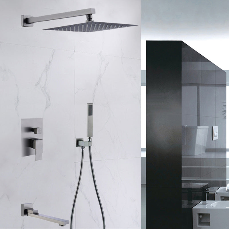 Modern Shower Head Combo Brass Wall Mounted Adjustable Water Flow Shower Trim Hand Spray & In-Wall Top Spray & Water Outlet Clearhalo 'Bathroom Remodel & Bathroom Fixtures' 'Home Improvement' 'home_improvement' 'home_improvement_shower_faucets' 'Shower Faucets & Systems' 'shower_faucets' 'Showers & Bathtubs Plumbing' 'Showers & Bathtubs' 7258167