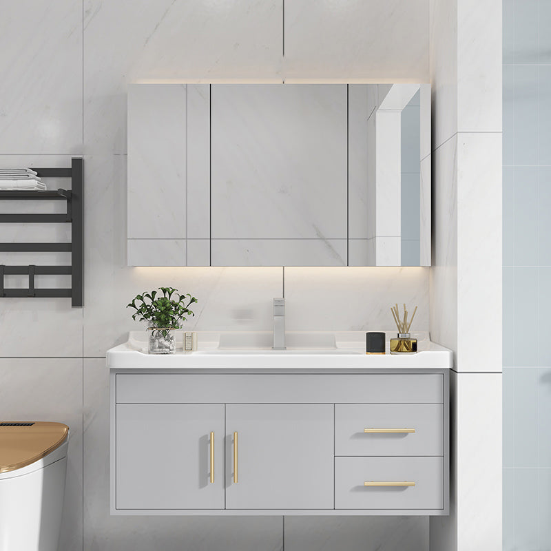 Glam Bathroom Sink Vanity Wall Mount Bathroom Vanity with Mirror Vanity & Faucet & Mirror Cabinet https: res.litfad.com site img item 2023 01 23 7263922 1200x1200.jpg Clearhalo 'Bathroom Remodel & Bathroom Fixtures' 'Bathroom Vanities' 'bathroom_vanities' 'Home Improvement' 'home_improvement' 'home_improvement_bathroom_vanities' 7263922