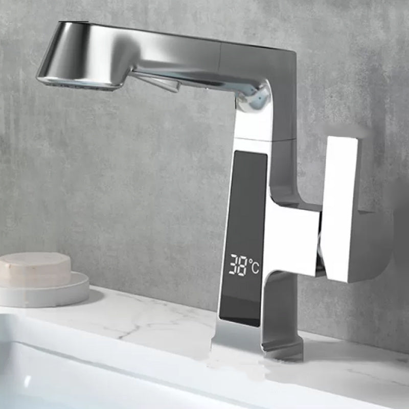 Classic Centerset Faucet Single Handle Solid Color Centerset Bathroom Sink Faucet Plata Moderno Clearhalo 'bathroom_sink_faucets' 'Conjunta de Baño y Conjunta de Grifo' 'Coronamiento de Baño y Dispositivo de Baño' 'Grifo del lavabo del baño' 'Hogar' 'home_improvement' 'home_improvement_bathroom_sink_faucets' 'Mejoras para el hogar' 7268743