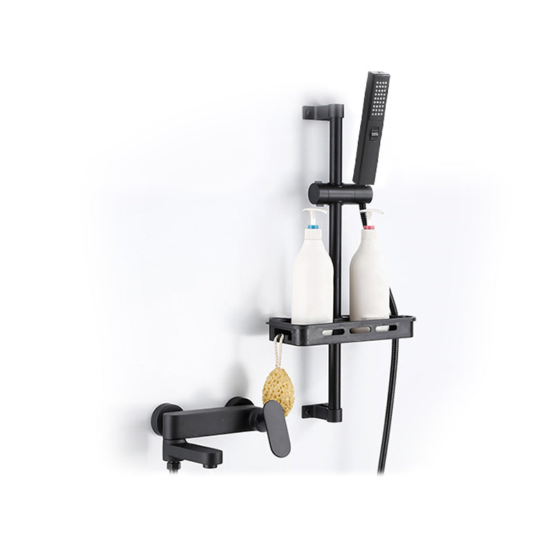 Modern Wall Mounted Bath Faucet Trim Metal Single Handle Tub Faucet Trim Black Spray Gun Shower Risers Included Clearhalo 'Bathroom Remodel & Bathroom Fixtures' 'Bathtub Faucets' 'bathtub_faucets' 'Home Improvement' 'home_improvement' 'home_improvement_bathtub_faucets' 7268985