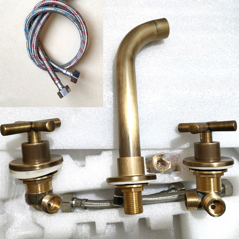 Modern Cross Handle Faucet Solid Color Wall Mounted Bathroom Faucet Bronze Long Clearhalo 'Bathroom Remodel & Bathroom Fixtures' 'Bathroom Sink Faucets' 'Bathroom Sinks & Faucet Components' 'bathroom_sink_faucets' 'Home Improvement' 'home_improvement' 'home_improvement_bathroom_sink_faucets' 7274492