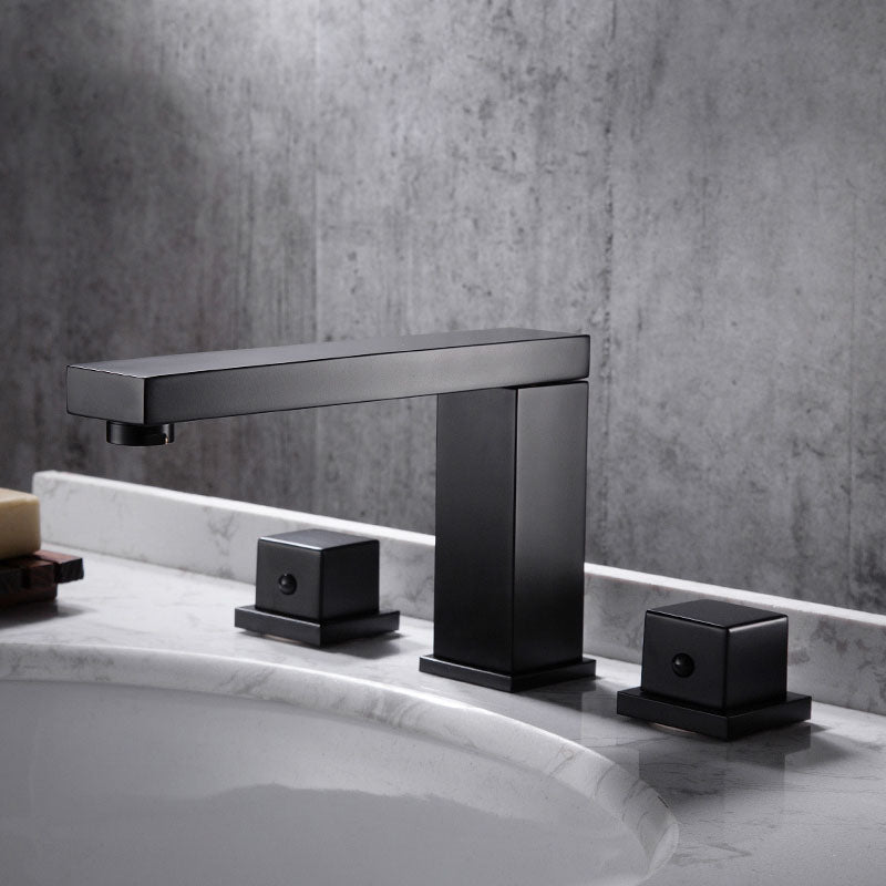 Traditional Roman Tub Faucet Set Copper Fixed Deck-Mount with Handles Black Seven Character Square Clearhalo 'Bathroom Remodel & Bathroom Fixtures' 'Bathtub Faucets' 'bathtub_faucets' 'Home Improvement' 'home_improvement' 'home_improvement_bathtub_faucets' 7274735