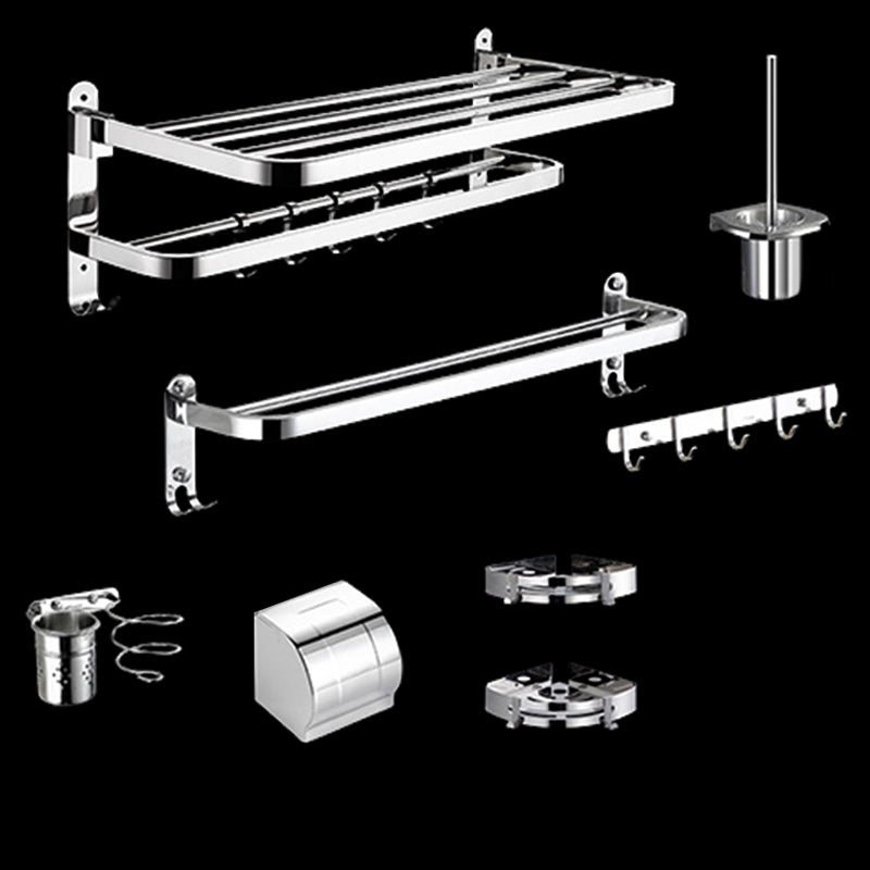 Modern Bathroom Hardware Set Silver Metal Bathroom Accessory 8-Piece Set Clearhalo 'Bathroom Hardware Sets' 'Bathroom Hardware' 'Bathroom Remodel & Bathroom Fixtures' 'bathroom_hardware_sets' 'Home Improvement' 'home_improvement' 'home_improvement_bathroom_hardware_sets' 7279062