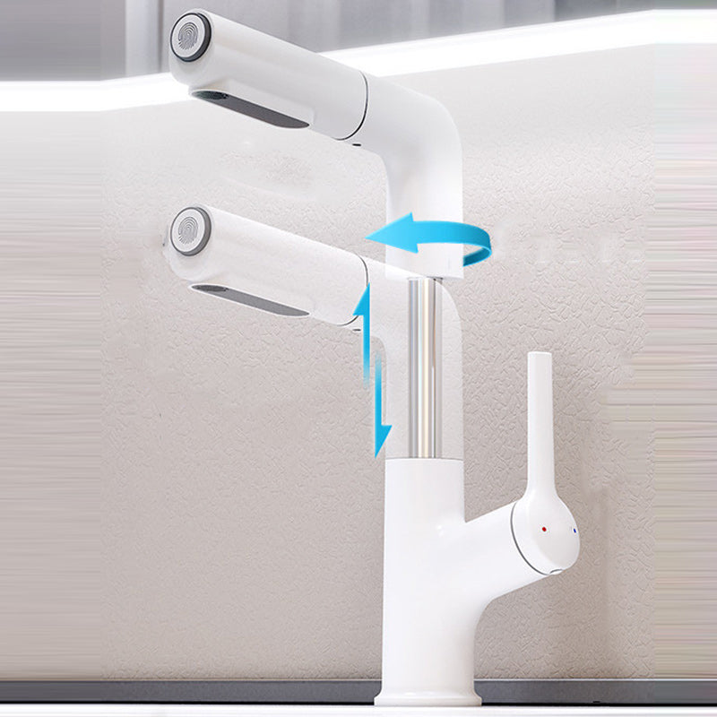 Swivel Spout Bathroom Sink Faucet with Lever Handle Vessel Sink Faucet White Lift Clearhalo 'Bathroom Remodel & Bathroom Fixtures' 'Bathroom Sink Faucets' 'Bathroom Sinks & Faucet Components' 'bathroom_sink_faucets' 'Home Improvement' 'home_improvement' 'home_improvement_bathroom_sink_faucets' 7279473