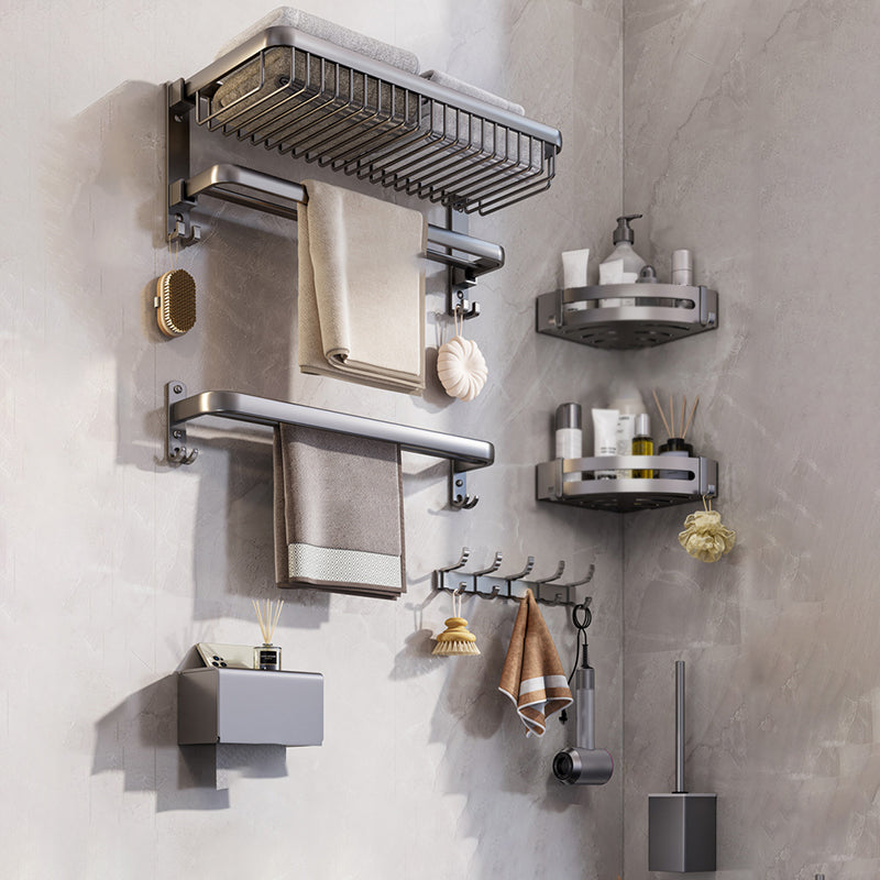 Modern Bathroom Hardware Set Grey Metal Bathroom Accessory Kit 7-Piece Set Clearhalo 'Bathroom Hardware Sets' 'Bathroom Hardware' 'Bathroom Remodel & Bathroom Fixtures' 'bathroom_hardware_sets' 'Home Improvement' 'home_improvement' 'home_improvement_bathroom_hardware_sets' 7284968