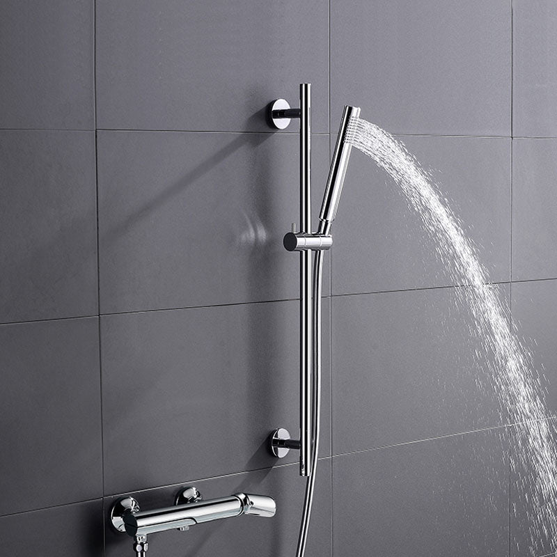 Modern Bathtub Faucet Brass Handheld Shower Head Single Rod Handle Bathtub Faucet Silver Clearhalo 'Bathroom Remodel & Bathroom Fixtures' 'Bathtub Faucets' 'bathtub_faucets' 'Home Improvement' 'home_improvement' 'home_improvement_bathtub_faucets' 7287209