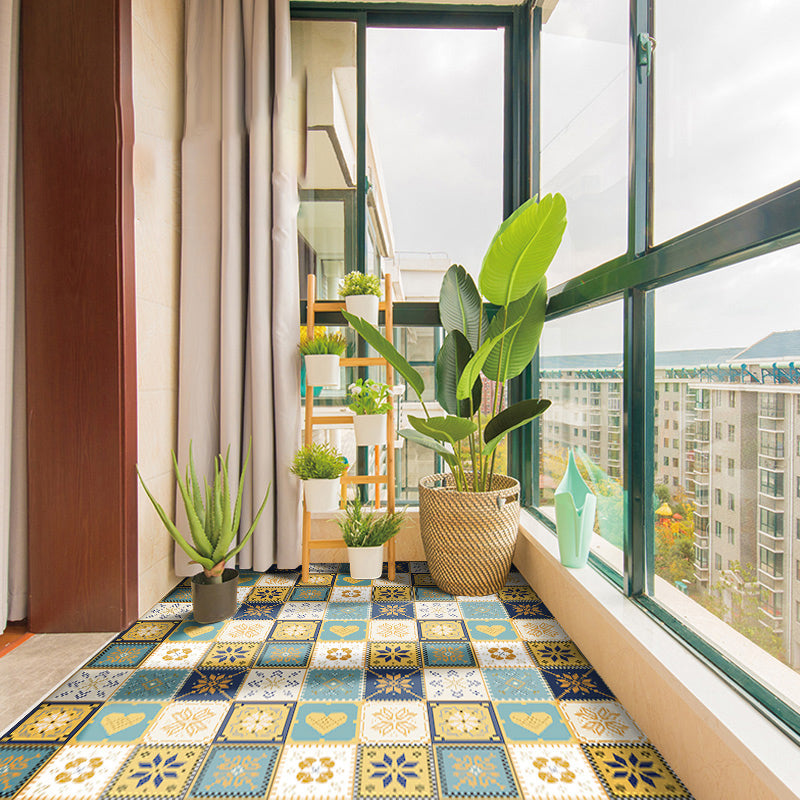 Modern Vinyl Plank Flooring Porcelain Tile Look Self Adhesive PVC Flooring Yellow Blue Clearhalo 'Flooring 'Home Improvement' 'home_improvement' 'home_improvement_vinyl_flooring' 'Vinyl Flooring' 'vinyl_flooring' Walls and Ceiling' 7287346