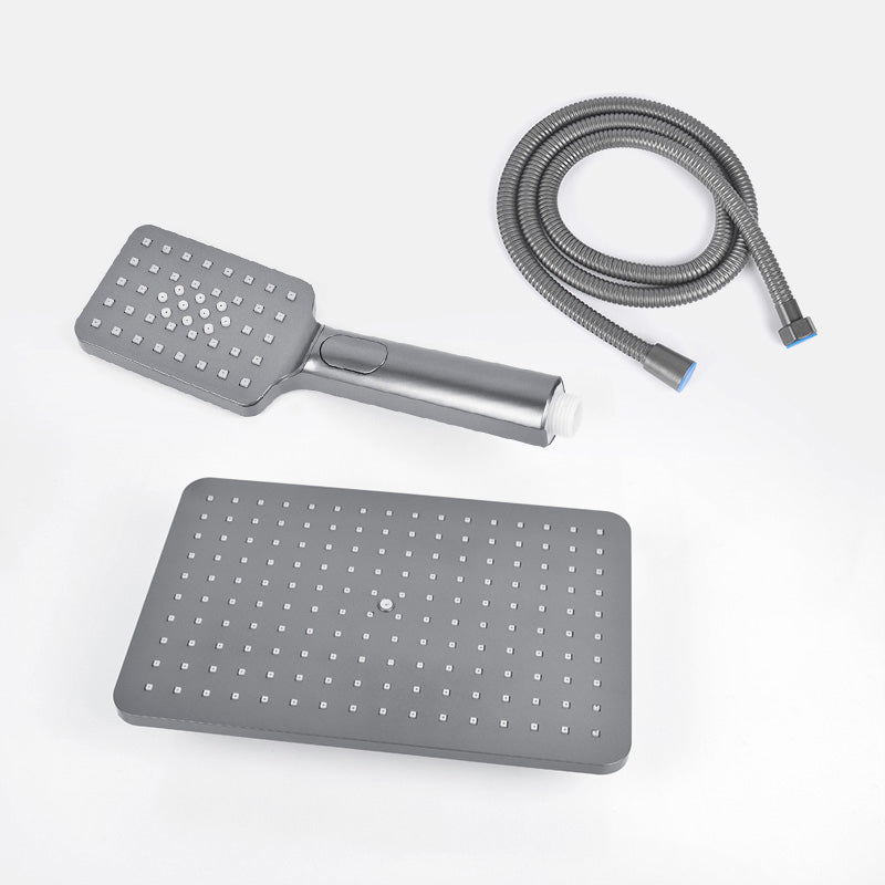 Rectangle Grey Shower Head Combo Standard Spray Pattern Showerhead Gray White Large Shower Head & Hand Shower & Hose Clearhalo 'Bathroom Remodel & Bathroom Fixtures' 'Home Improvement' 'home_improvement' 'home_improvement_shower_heads' 'Shower Heads' 'shower_heads' 'Showers & Bathtubs Plumbing' 'Showers & Bathtubs' 7287440