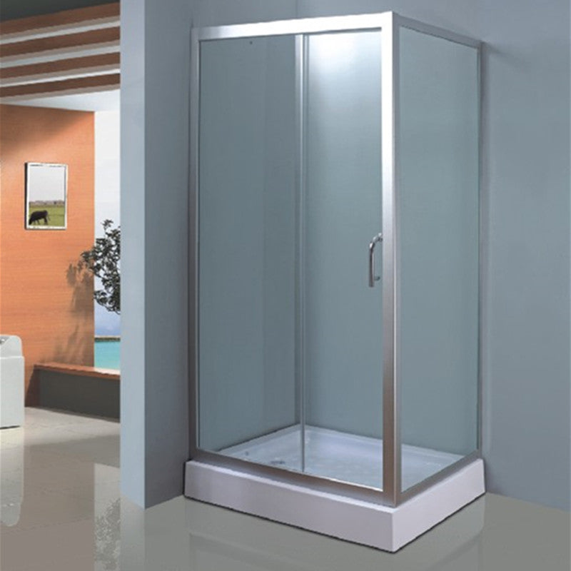 Rectangular Shower Kit Semi Frameless Tempered Glass Shower Enclosure Single Sliding Clearhalo 'Bathroom Remodel & Bathroom Fixtures' 'Home Improvement' 'home_improvement' 'home_improvement_shower_stalls_enclosures' 'Shower Stalls & Enclosures' 'shower_stalls_enclosures' 'Showers & Bathtubs' 7295005