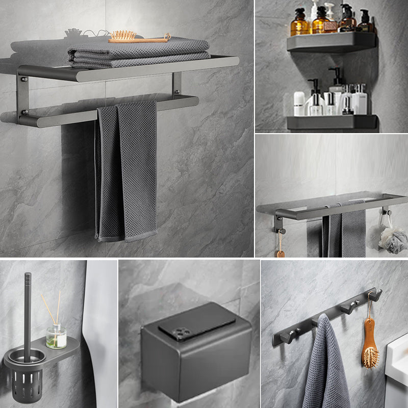 Modern Metal Bathroom Accessory As Individual Or As a Set in Grey 7-Piece Set (Tissue Box) Clearhalo 'Bathroom Hardware Sets' 'Bathroom Hardware' 'Bathroom Remodel & Bathroom Fixtures' 'bathroom_hardware_sets' 'Home Improvement' 'home_improvement' 'home_improvement_bathroom_hardware_sets' 7296277