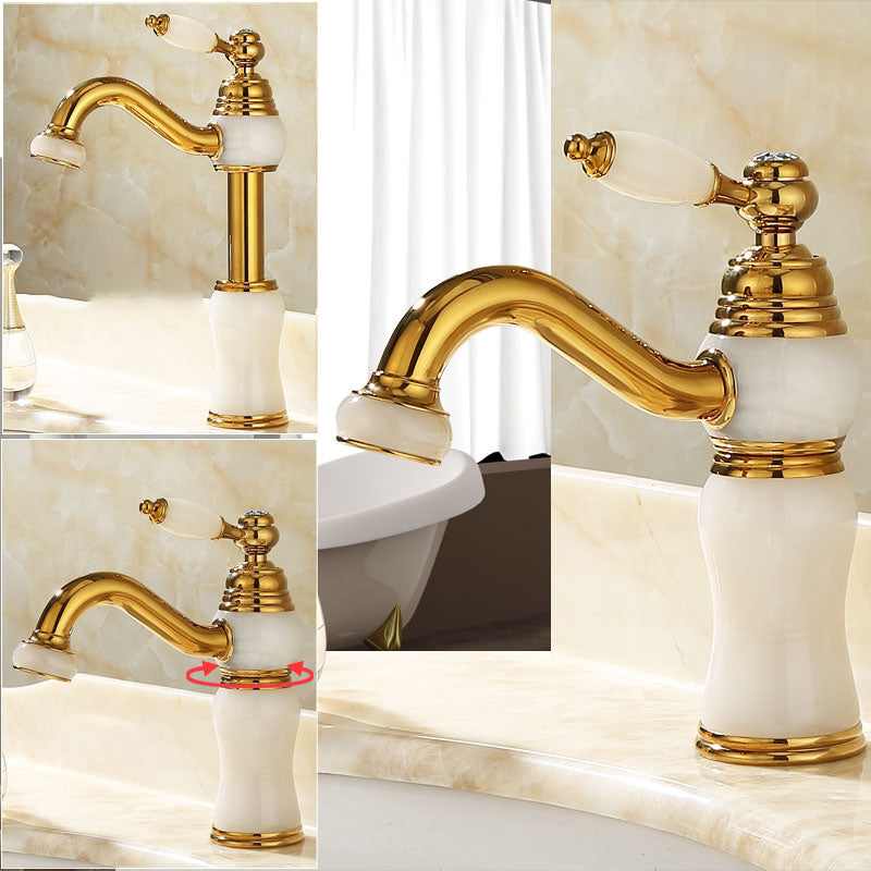 Deck Mounted Copper Tub Faucet Low Arc Roman Tub Faucet Set with Jade White Lift Drop Handles Clearhalo 'Bathroom Remodel & Bathroom Fixtures' 'Bathroom Sink Faucets' 'Bathroom Sinks & Faucet Components' 'bathroom_sink_faucets' 'Home Improvement' 'home_improvement' 'home_improvement_bathroom_sink_faucets' 7297376