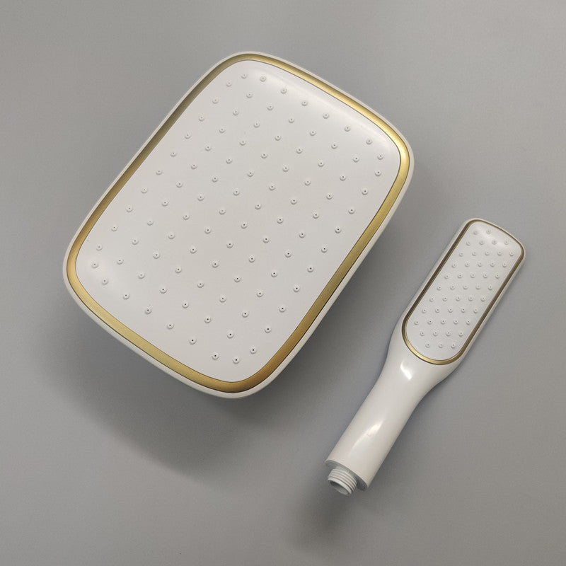 Rectangle Shower Head Combo Handheld Shower Head with Large Shower Head White Gold Handheld Shower & Large Shower Head Clearhalo 'Bathroom Remodel & Bathroom Fixtures' 'Home Improvement' 'home_improvement' 'home_improvement_shower_heads' 'Shower Heads' 'shower_heads' 'Showers & Bathtubs Plumbing' 'Showers & Bathtubs' 7300433