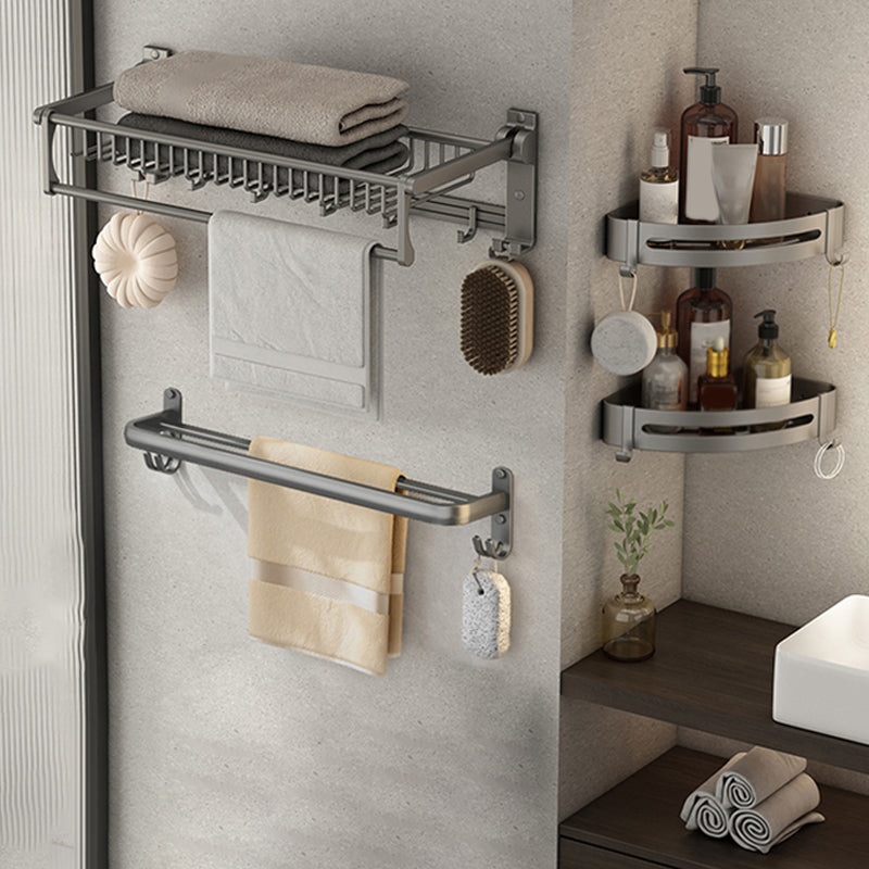 Grey Bathroom Accessory As Individual Or As a Set Modern Bathroom Set 4-Piece Set (Towel Bar) Clearhalo 'Bathroom Hardware Sets' 'Bathroom Hardware' 'Bathroom Remodel & Bathroom Fixtures' 'bathroom_hardware_sets' 'Home Improvement' 'home_improvement' 'home_improvement_bathroom_hardware_sets' 7305296