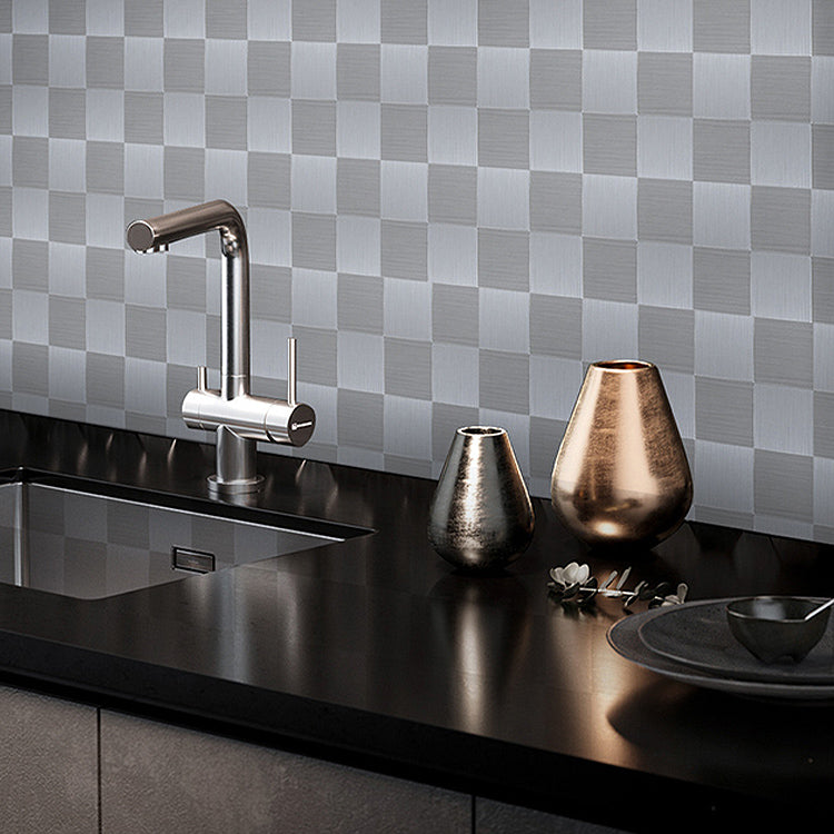 Subway Tile Wallpaper Contemporary Peel and Stick Wall Tile with Metal Look Textured Silver 10-Piece Set Clearhalo 'Flooring 'Home Improvement' 'home_improvement' 'home_improvement_peel_stick_blacksplash' 'Peel & Stick Backsplash Tile' 'peel_stick_blacksplash' 'Walls & Ceilings' Walls and Ceiling' 7306406