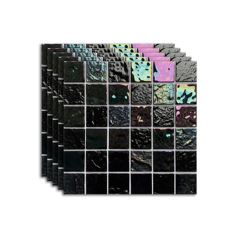 Glass Mosaic Tile Contemporary Floor and Wall Tile with Square Shape Black Clearhalo 'Floor Tiles & Wall Tiles' 'floor_tiles_wall_tiles' 'Flooring 'Home Improvement' 'home_improvement' 'home_improvement_floor_tiles_wall_tiles' Walls and Ceiling' 7308907