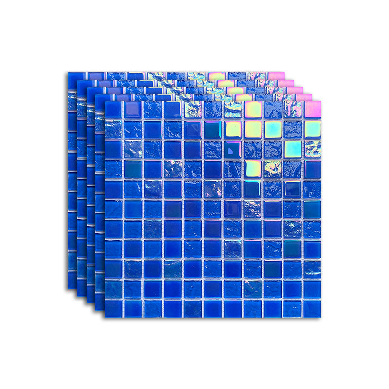 Glass Mosaic Tile Contemporary Floor and Wall Tile with Square Shape Blue Clearhalo 'Floor Tiles & Wall Tiles' 'floor_tiles_wall_tiles' 'Flooring 'Home Improvement' 'home_improvement' 'home_improvement_floor_tiles_wall_tiles' Walls and Ceiling' 7308914