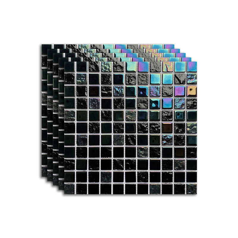 Glass Mosaic Tile Contemporary Floor and Wall Tile with Square Shape Gloss Black Clearhalo 'Floor Tiles & Wall Tiles' 'floor_tiles_wall_tiles' 'Flooring 'Home Improvement' 'home_improvement' 'home_improvement_floor_tiles_wall_tiles' Walls and Ceiling' 7308919