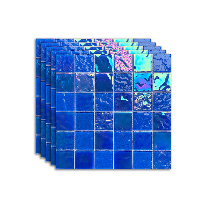 Glass Mosaic Tile Contemporary Floor and Wall Tile with Square Shape Ocean Blue Clearhalo 'Floor Tiles & Wall Tiles' 'floor_tiles_wall_tiles' 'Flooring 'Home Improvement' 'home_improvement' 'home_improvement_floor_tiles_wall_tiles' Walls and Ceiling' 7308924