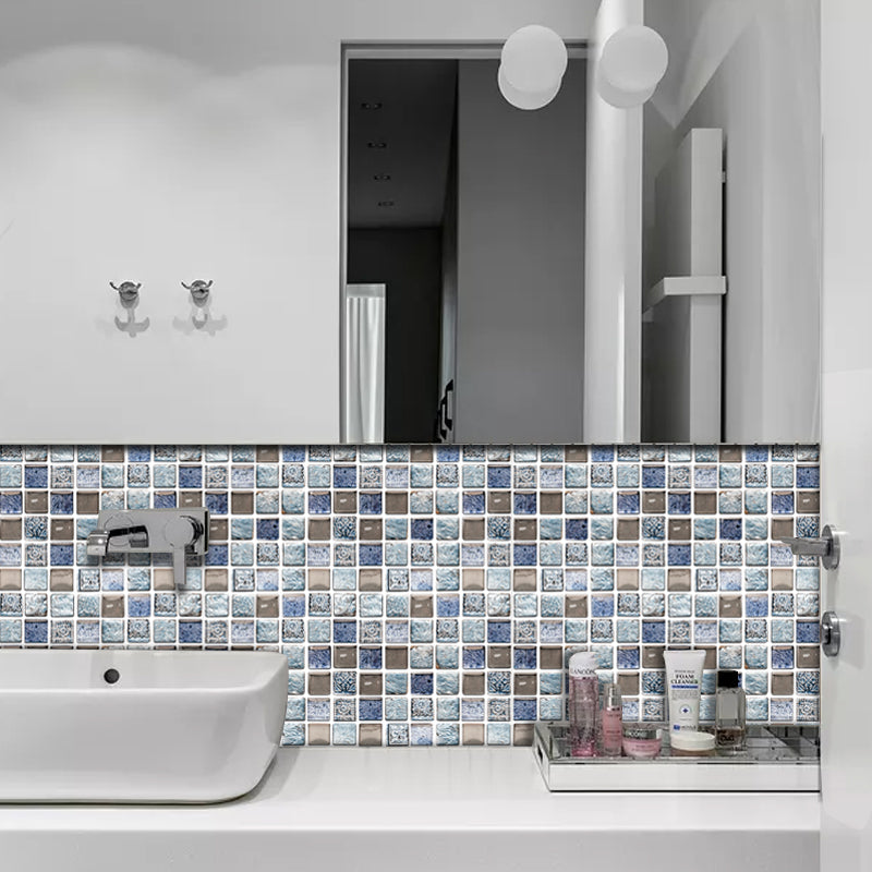 Plastic Peel & Stick Mosaic Tile Mosaic Tile Wallpaper with Square Shape Blue 10-Piece Set Clearhalo 'Flooring 'Home Improvement' 'home_improvement' 'home_improvement_peel_stick_blacksplash' 'Peel & Stick Backsplash Tile' 'peel_stick_blacksplash' 'Walls & Ceilings' Walls and Ceiling' 7312346