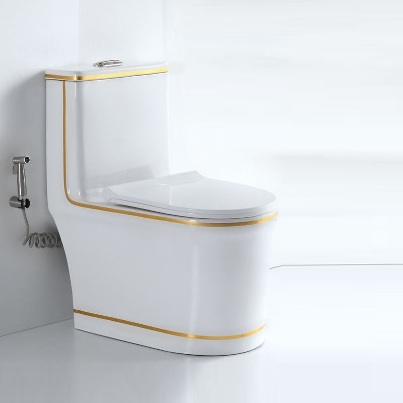 Traditional Ceramic Toilet Floor Mount Urine Toilet for Bathroom 15"L x 27"W x 30"H Toilet with Sprayer Clearhalo 'Bathroom Remodel & Bathroom Fixtures' 'Home Improvement' 'home_improvement' 'home_improvement_toilets' 'Toilets & Bidets' 'Toilets' 7312623