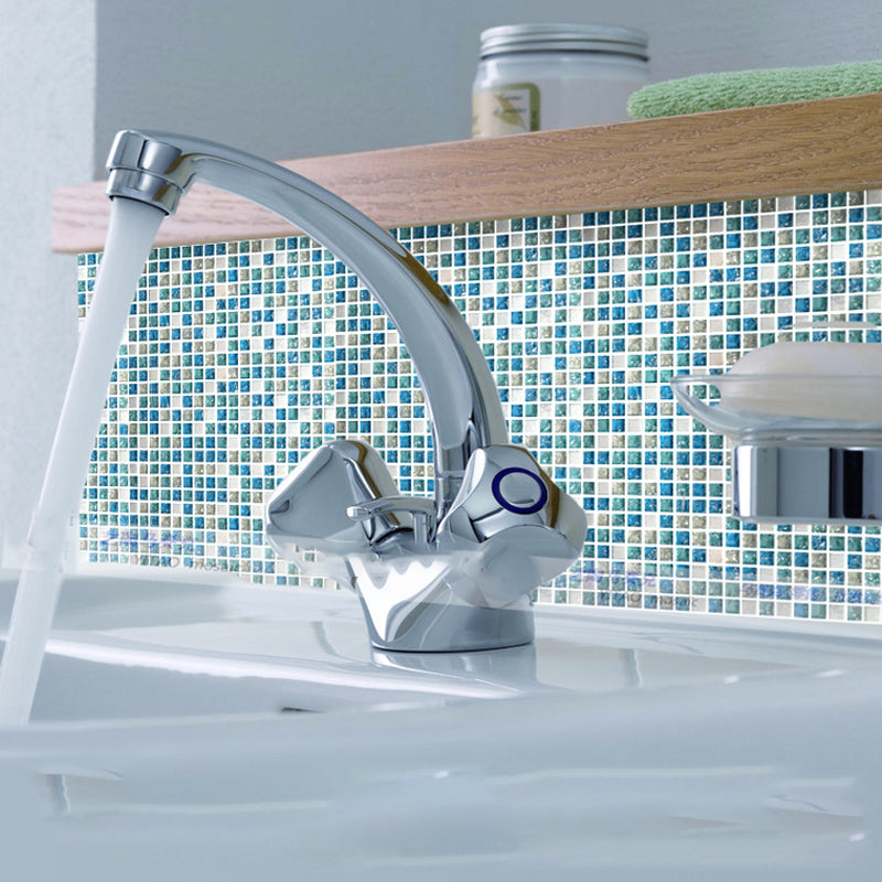 Glass Mosaic Tile Square Shape Wall Tile with Fade Resistant Aqua 55 Pieces Clearhalo 'Floor Tiles & Wall Tiles' 'floor_tiles_wall_tiles' 'Flooring 'Home Improvement' 'home_improvement' 'home_improvement_floor_tiles_wall_tiles' Walls and Ceiling' 7313917