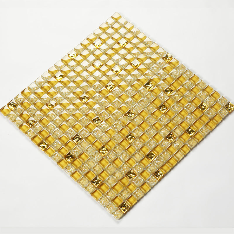 Glass Mosaic Tile Square Shape Wall Tile with Fade Resistant Yellow Clearhalo 'Floor Tiles & Wall Tiles' 'floor_tiles_wall_tiles' 'Flooring 'Home Improvement' 'home_improvement' 'home_improvement_floor_tiles_wall_tiles' Walls and Ceiling' 7313921